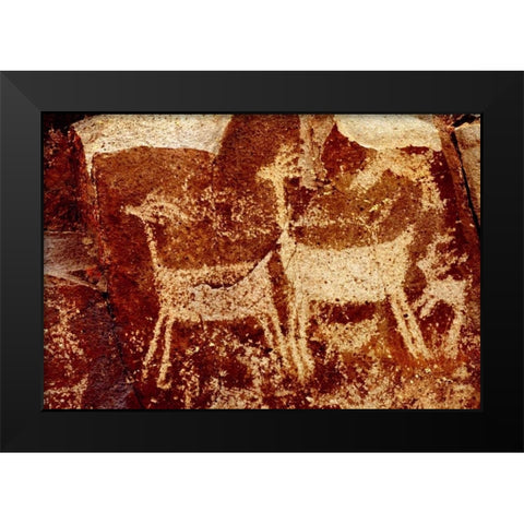 California, Little Petroglyph Canyon Petroglyphs Black Modern Wood Framed Art Print by Welling, Dave