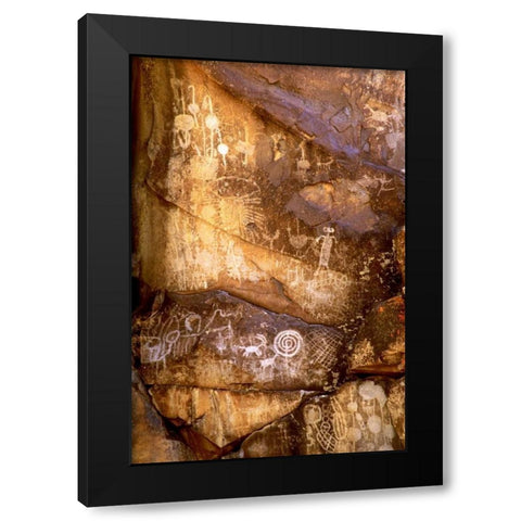 California, Little Petroglyph Canyon Petroglyphs Black Modern Wood Framed Art Print with Double Matting by Welling, Dave