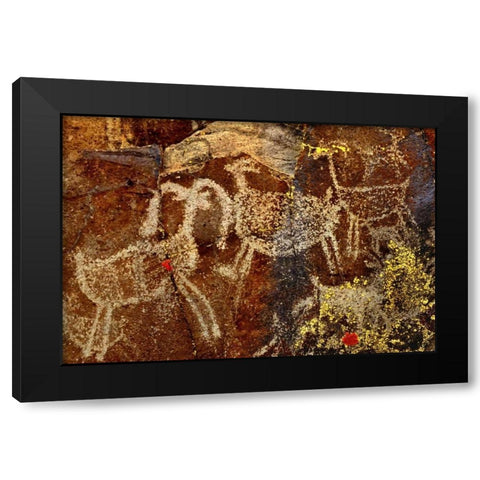 California, Little Petroglyph Canyon Petroglyphs Black Modern Wood Framed Art Print by Welling, Dave