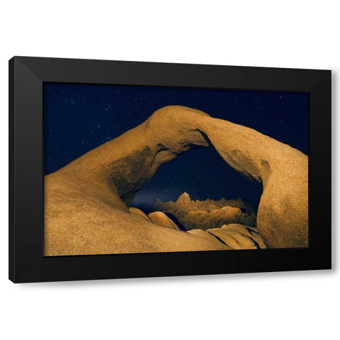 CA, Alabama Hills Mobius Arch illuminated Black Modern Wood Framed Art Print by Kirkland, Dennis