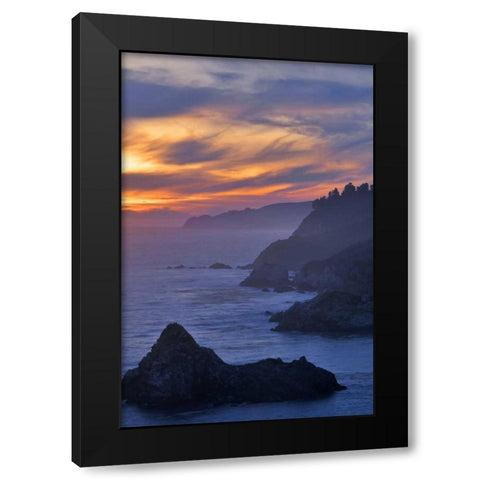 CA, Big Sur Coastal scene at sunset Black Modern Wood Framed Art Print with Double Matting by Kelley, David