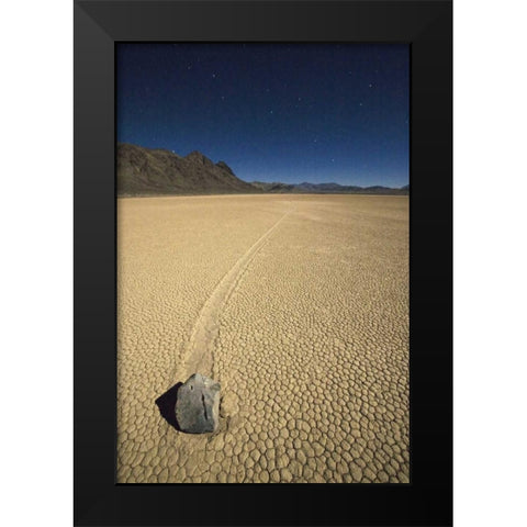 CA, Death Valley NP A mysterious sliding rock Black Modern Wood Framed Art Print by Flaherty, Dennis