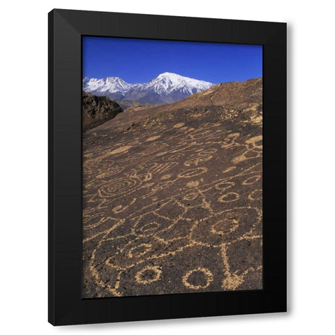 CA, Sierra Nevada Circular and linear petroglyph Black Modern Wood Framed Art Print with Double Matting by Flaherty, Dennis