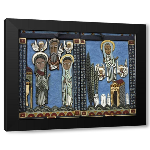 Massachusetts, Welfleet Door of a Church Black Modern Wood Framed Art Print by Noble Gardner, Nancy