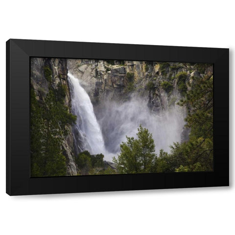 CA, Yosemite View of the Cascades waterfall Black Modern Wood Framed Art Print by Flaherty, Dennis