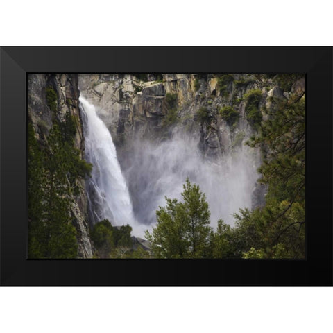 CA, Yosemite View of the Cascades waterfall Black Modern Wood Framed Art Print by Flaherty, Dennis
