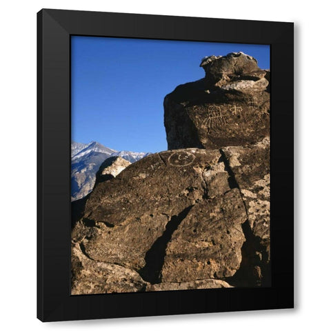 California Great Basin Abstract petroglyphs Black Modern Wood Framed Art Print with Double Matting by Flaherty, Dennis