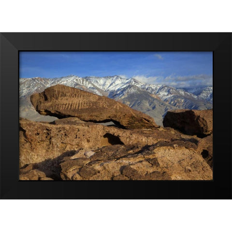 California Great Basin Abstract petroglyphs Black Modern Wood Framed Art Print by Flaherty, Dennis