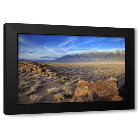 California Great Basin Abstract petroglyphs Black Modern Wood Framed Art Print with Double Matting by Flaherty, Dennis