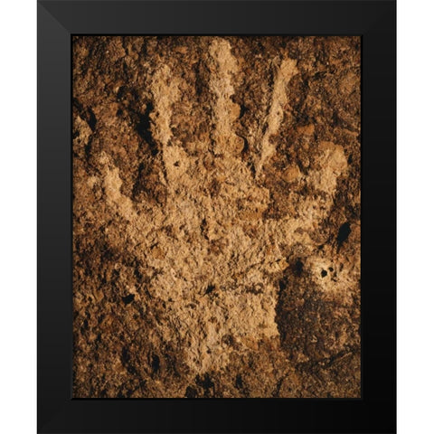 CA, Owens Valley, Bishop Prehistoric handprint Black Modern Wood Framed Art Print by Flaherty, Dennis