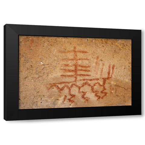 California, Owens Valley Pictographs in a cave Black Modern Wood Framed Art Print by Flaherty, Dennis