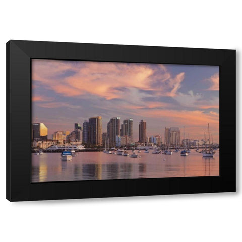 California, San Diego Marina and downtown Black Modern Wood Framed Art Print by Paulson, Don