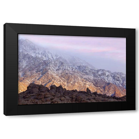 California, Lone Pine Sunrise on Sierra Mts Black Modern Wood Framed Art Print by Paulson, Don