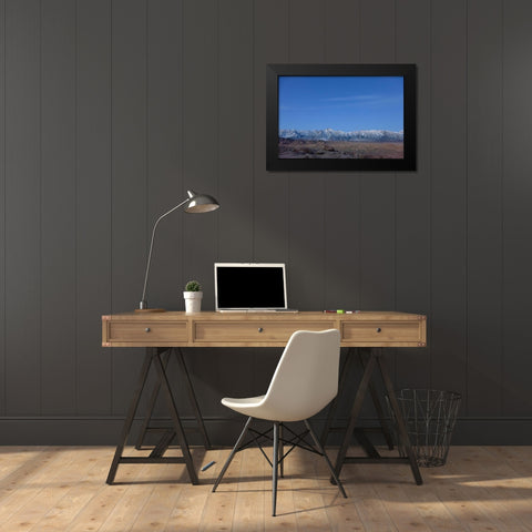 CA, Lone Pine Sierra Mts from Alabama Hills Black Modern Wood Framed Art Print by Paulson, Don
