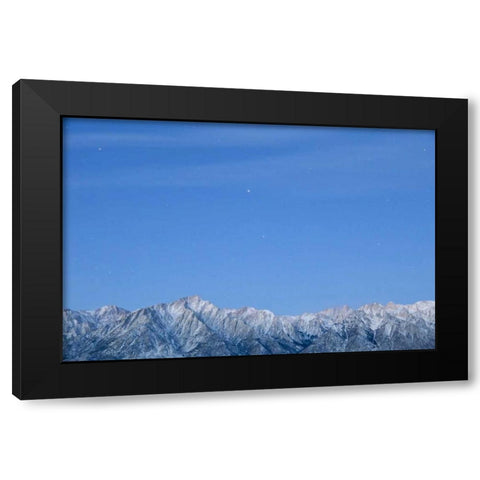 CA, Lone Pine Stars over snowy mountains Black Modern Wood Framed Art Print by Paulson, Don