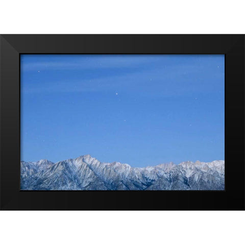 CA, Lone Pine Stars over snowy mountains Black Modern Wood Framed Art Print by Paulson, Don