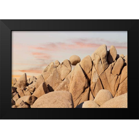 CA, Joshua Tree NP Rock atop boulder formation Black Modern Wood Framed Art Print by Paulson, Don