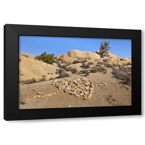 CA, Joshua Tree NP Stone heart pattern Black Modern Wood Framed Art Print by Paulson, Don