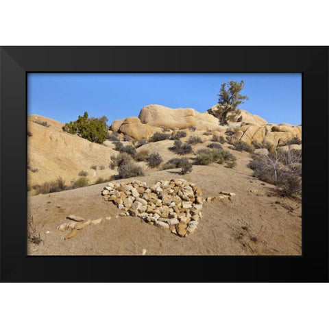 CA, Joshua Tree NP Stone heart pattern Black Modern Wood Framed Art Print by Paulson, Don