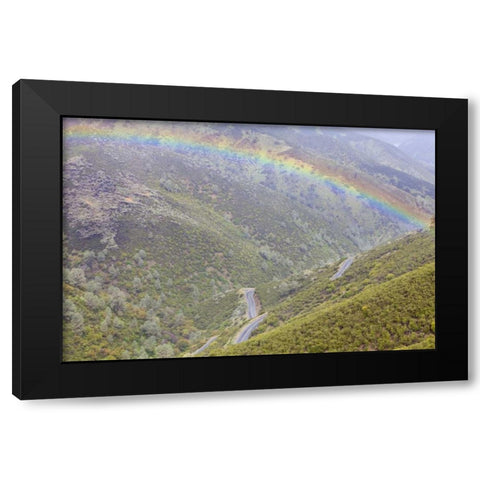California, Hell Hollow Rainbow over Highway 49 Black Modern Wood Framed Art Print with Double Matting by Paulson, Don