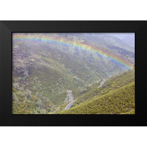 California, Hell Hollow Rainbow over Highway 49 Black Modern Wood Framed Art Print by Paulson, Don