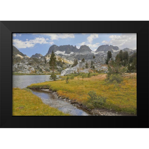 CA, Inyo NF The Minarets and Ediza Lake Black Modern Wood Framed Art Print by Paulson, Don