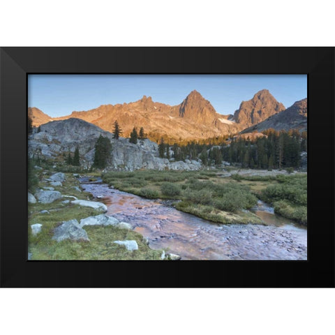 CA, Inyo NF Feeder stream entering Ediza Lake Black Modern Wood Framed Art Print by Paulson, Don