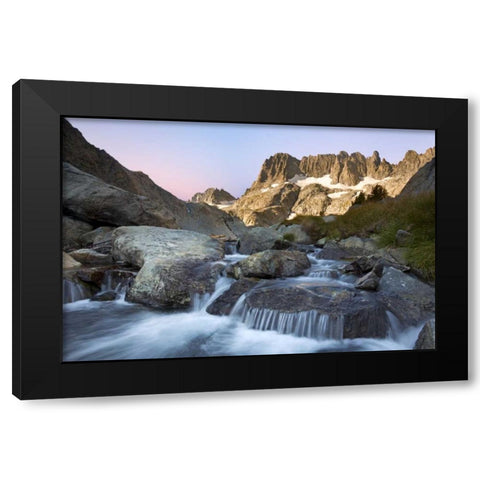 CA, Inyo NF The Minarets and rapids in a stream Black Modern Wood Framed Art Print with Double Matting by Paulson, Don