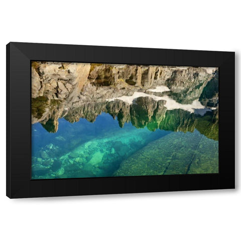 CA, Inyo NF Minarets reflected in Iceberg Lake Black Modern Wood Framed Art Print by Paulson, Don