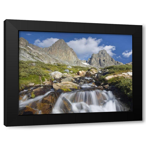 CA, Inyo NF Waterfalls below Mount Ritter Black Modern Wood Framed Art Print by Paulson, Don