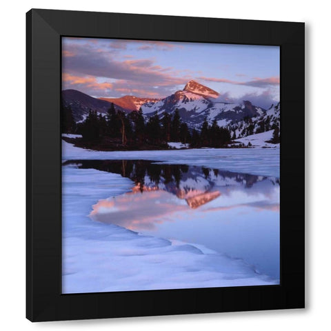 CA, Sierra Nevada Mt Dana at sunset and lake Black Modern Wood Framed Art Print with Double Matting by Talbot Frank, Christopher
