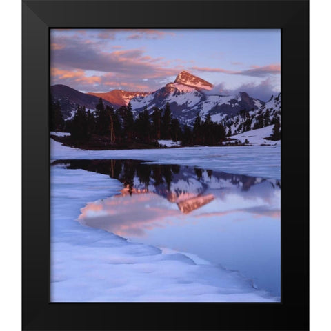 CA, Sierra Nevada Mt Dana at sunset and lake Black Modern Wood Framed Art Print by Talbot Frank, Christopher