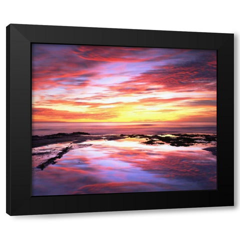 CA, Tide pools at sunset at Sunset Cliffs Black Modern Wood Framed Art Print with Double Matting by Talbot Frank, Christopher