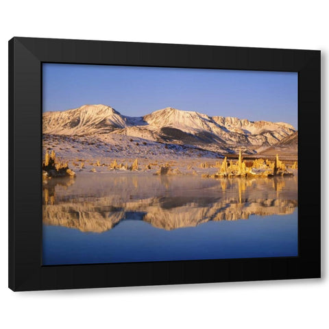 California Hills and tufas reflect in Mono lake Black Modern Wood Framed Art Print by Flaherty, Dennis