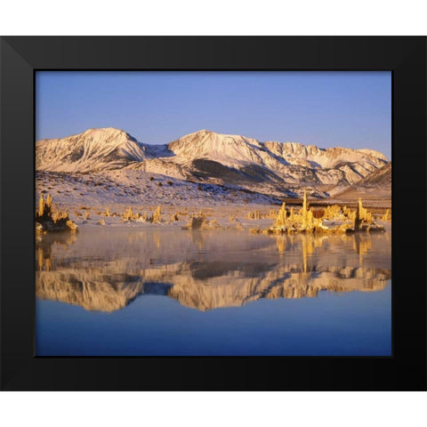 California Hills and tufas reflect in Mono lake Black Modern Wood Framed Art Print by Flaherty, Dennis