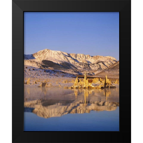 California Hills and tufas reflect in Mono lake Black Modern Wood Framed Art Print by Flaherty, Dennis