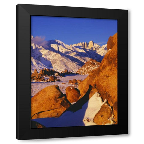 CA, Sierra Nevada Mt Whitney and Lone Pine peak Black Modern Wood Framed Art Print with Double Matting by Flaherty, Dennis