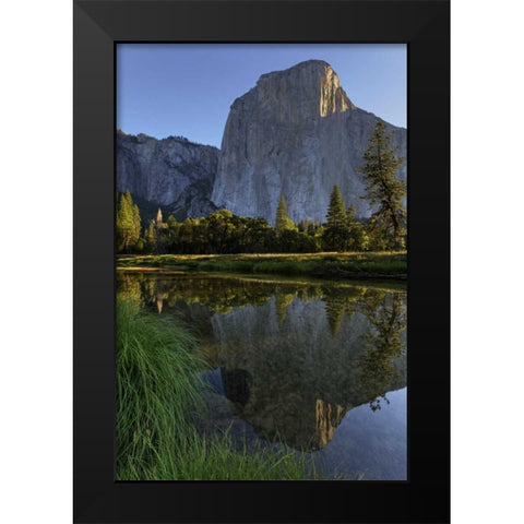 California, Yosemite El Capitan and Merced River Black Modern Wood Framed Art Print by Flaherty, Dennis