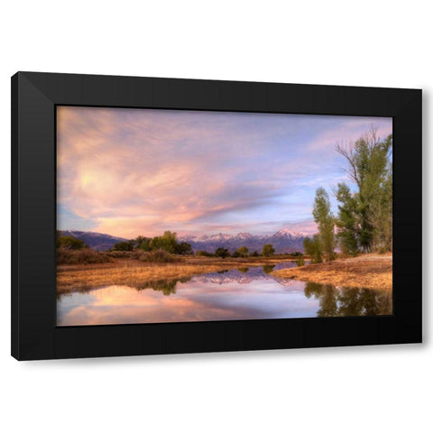 California, Bishop Sierra Mts from Farmers Pond Black Modern Wood Framed Art Print by Flaherty, Dennis