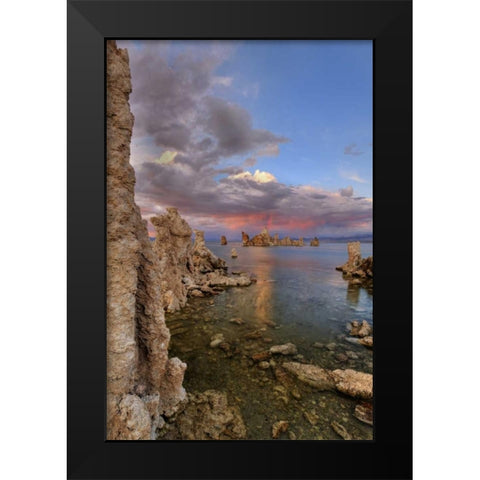 CA Sunset reflection on clouds over Mono lake Black Modern Wood Framed Art Print by Flaherty, Dennis