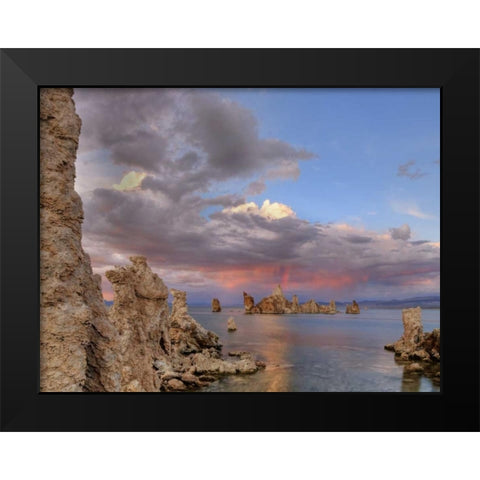 CA Sunset reflection on clouds over Mono lake Black Modern Wood Framed Art Print by Flaherty, Dennis