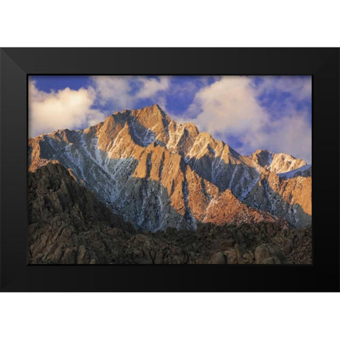 CA, Sunrise on Mt Whitney view from Alabama Hills Black Modern Wood Framed Art Print by Flaherty, Dennis