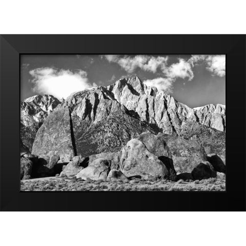 CA, Sierras Alabama Hills and Lone Pine Peak Black Modern Wood Framed Art Print by Flaherty, Dennis