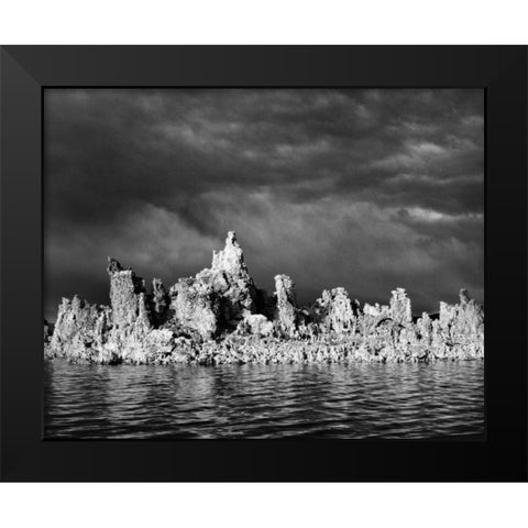 USA, California, Mono Lake Storm-lit tufa towers Black Modern Wood Framed Art Print by Flaherty, Dennis