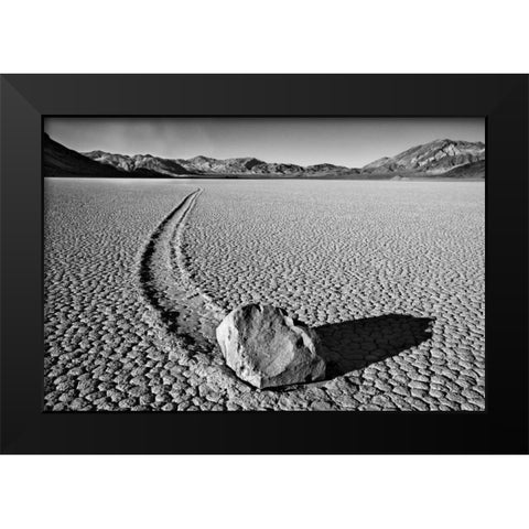 CA, Death Valley Sliding rock at the Racetrack Black Modern Wood Framed Art Print by Flaherty, Dennis