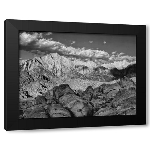 California, Sierra Nevada Moon above Mt Whitney Black Modern Wood Framed Art Print by Flaherty, Dennis