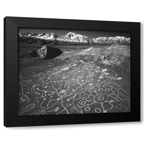 USA, California, Bishop Petroglyphs on rock face Black Modern Wood Framed Art Print with Double Matting by Flaherty, Dennis