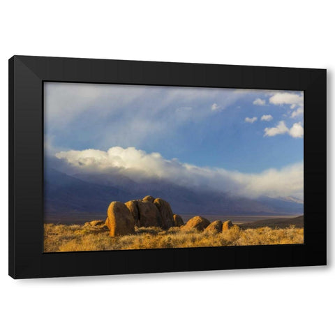 CA, Alabama Hills Mountain and desert landscape Black Modern Wood Framed Art Print with Double Matting by Paulson, Don