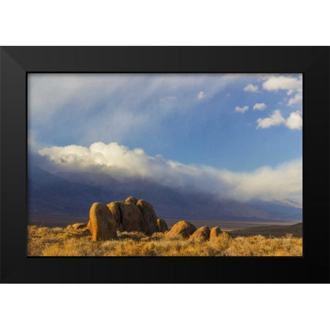 CA, Alabama Hills Mountain and desert landscape Black Modern Wood Framed Art Print by Paulson, Don