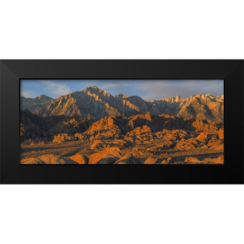 CA, Alabama Hills Panoramic of landscape Black Modern Wood Framed Art Print by Paulson, Don